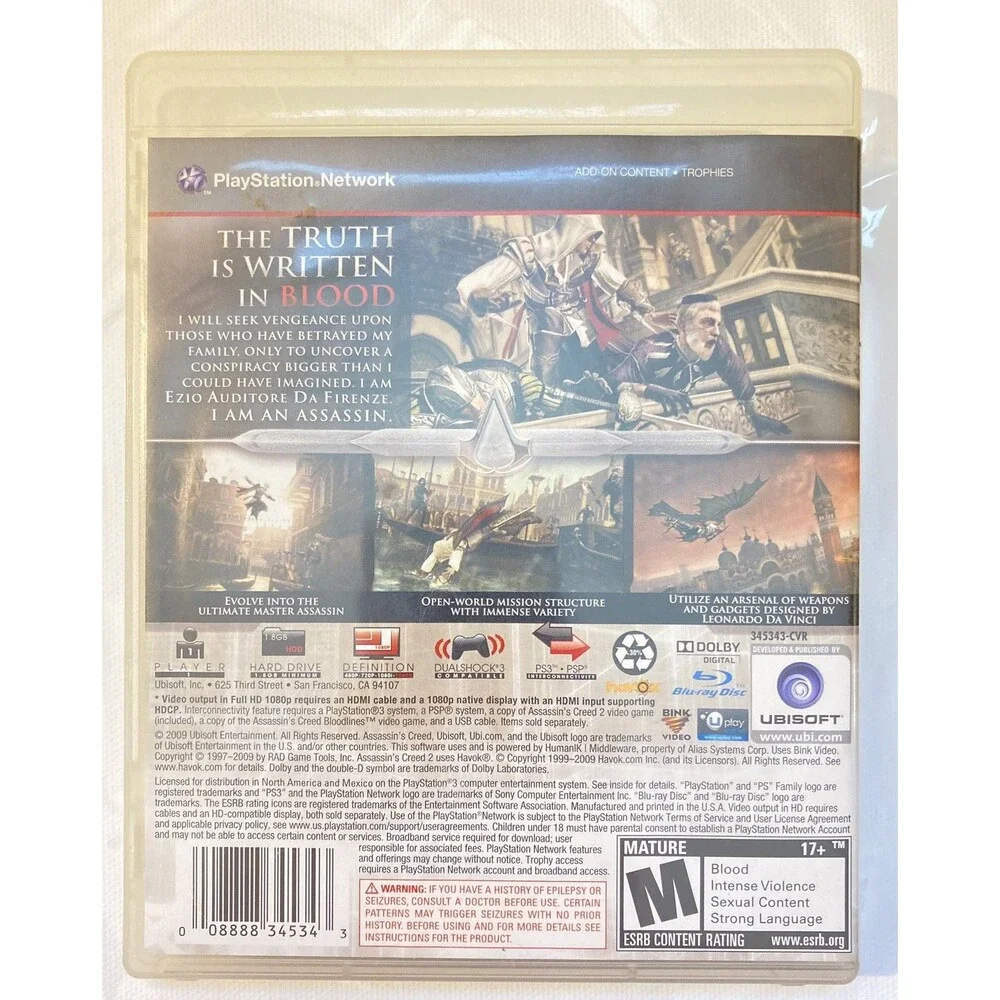 Assassin's Creed II 2 (Sony PlayStation 3 PS3) - Complete CIB w/ Manual